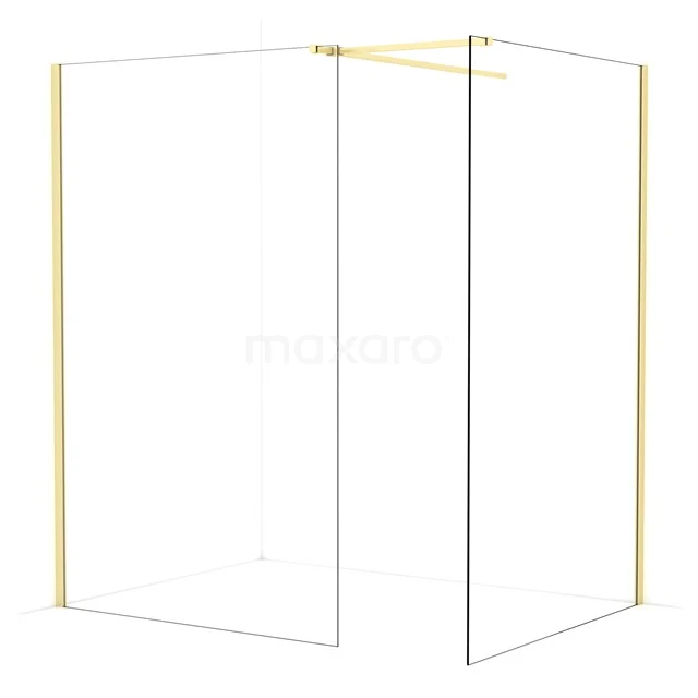 Diamond Walk-in shower | 130x130 cm Light gold Clear glass 2 fixed walls IDB1313510LG