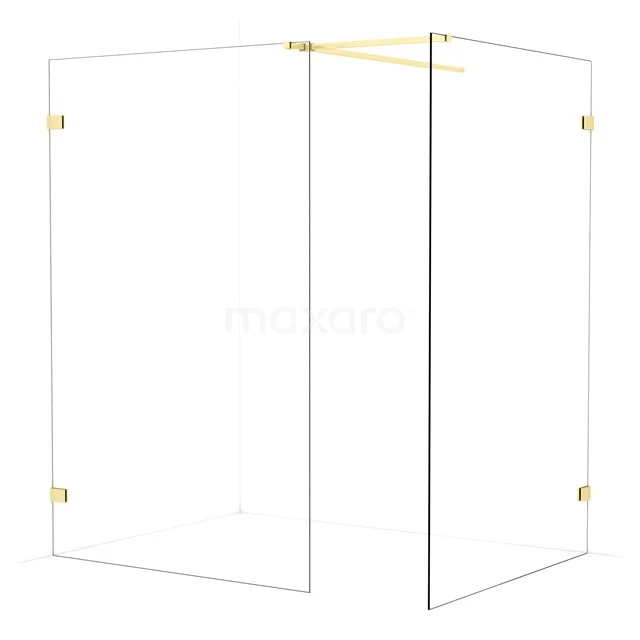 Diamond Walk-in shower | 130x130 cm Light gold Clear glass 2 fixed walls IDB1313520LG