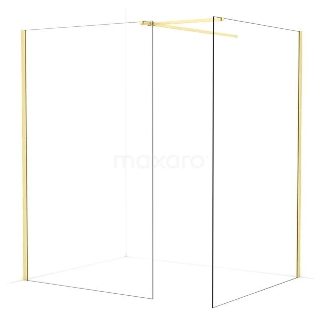 Diamond Walk-in shower | 140x130 cm Light gold Clear glass 2 fixed walls IDB1314510LG