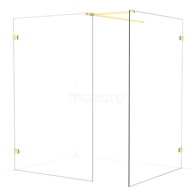 Diamond Walk-in shower | 140x130 cm Light gold Clear glass 2 fixed walls IDB1314520LG