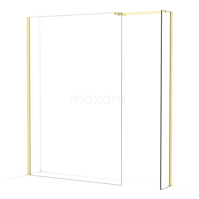 Diamond Walk-in shower | 140x30 cm Light gold Clear glass 2 fixed walls IDB1403510LG