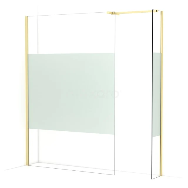Diamond Walk-in shower | 140x30 cm Light gold Clear with matt strip 2 fixed walls IDB1403513LG