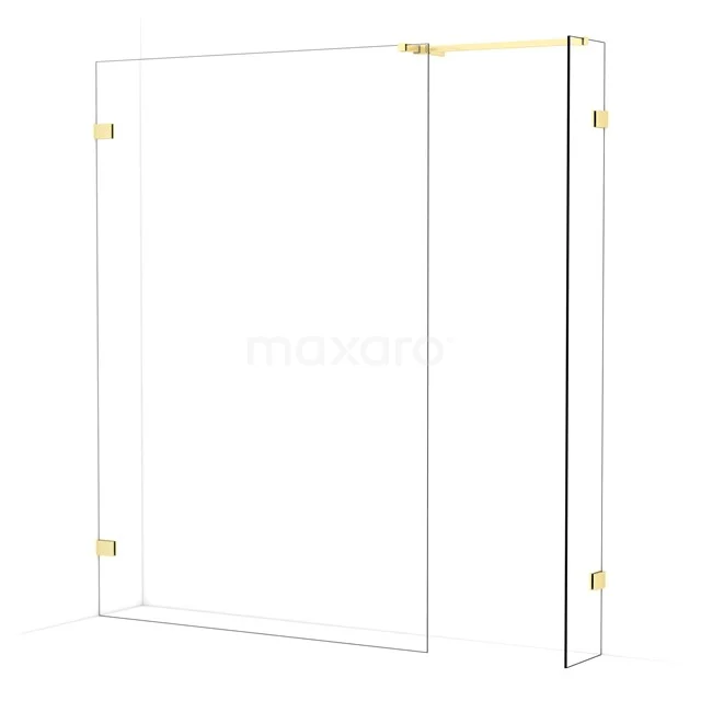 Diamond Walk-in shower | 140x30 cm Light gold Clear glass 2 fixed walls IDB1403520LG