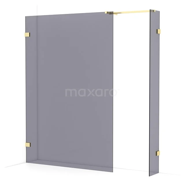 Diamond Walk-in shower | 140x30 cm Light gold Smoke glass 2 fixed walls IDB1403521LG