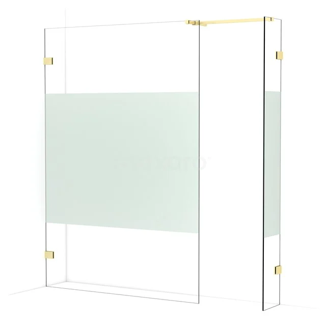 Diamond Walk-in shower | 140x30 cm Light gold Clear with matt strip 2 fixed walls IDB1403523LG