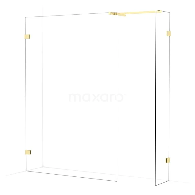 Diamond Walk-in shower | 140x40 cm Light gold Clear glass 2 fixed walls IDB1404520LG