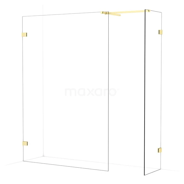 Diamond Walk-in shower | 140x50 cm Light gold Clear glass 2 fixed walls IDB1405520LG