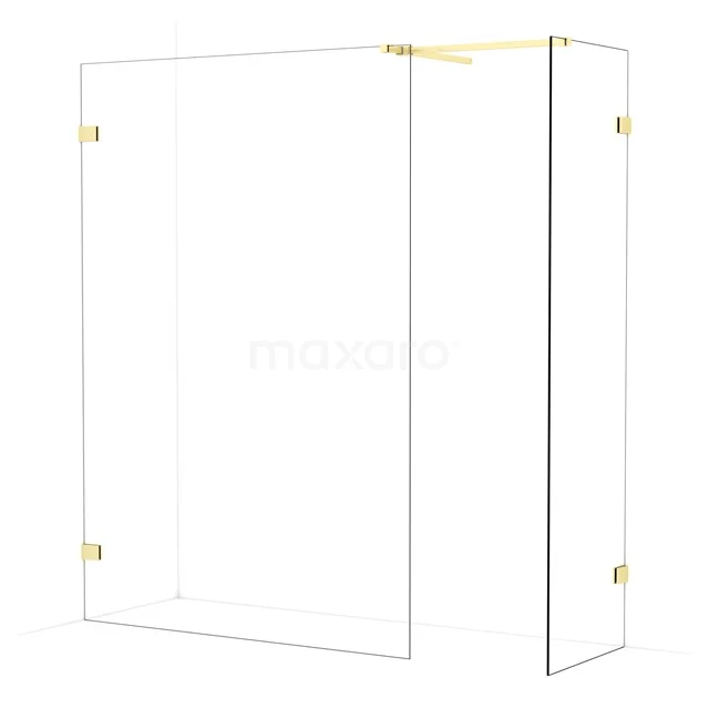 Diamond Walk-in shower | 140x60 cm Light gold Clear glass 2 fixed walls IDB1406520LG