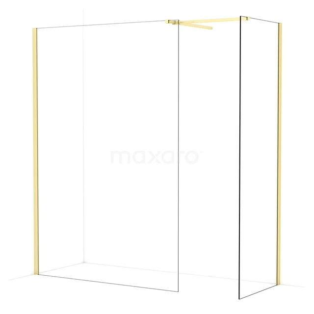 Diamond Walk-in shower | 140x70 cm Light gold Clear glass 2 fixed walls IDB1407510LG