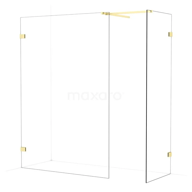 Diamond Walk-in shower | 140x70 cm Light gold Clear glass 2 fixed walls IDB1407520LG