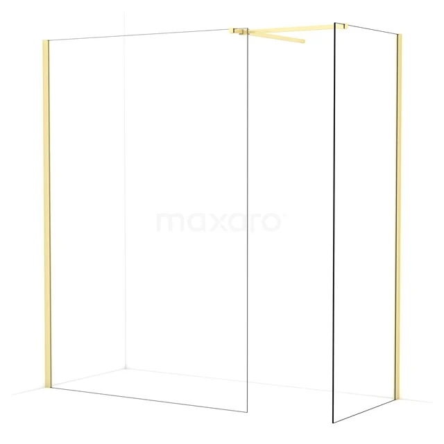 Diamond Walk-in shower | 140x80 cm Light gold Clear glass 2 fixed walls IDB1408510LG