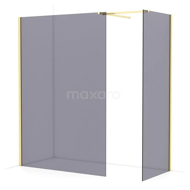 Diamond Walk-in shower | 140x80 cm Light gold Smoke glass 2 fixed walls IDB1408511LG