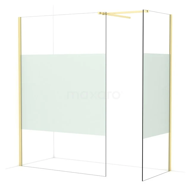 Diamond Walk-in shower | 140x80 cm Light gold Clear with matt strip 2 fixed walls IDB1408513LG