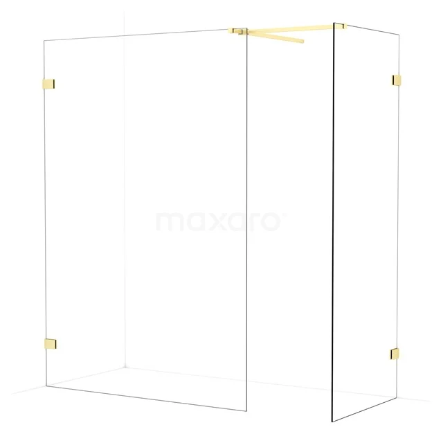 Diamond Walk-in shower | 140x80 cm Light gold Clear glass 2 fixed walls IDB1408520LG