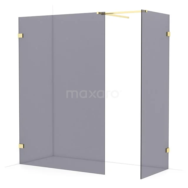 Diamond Walk-in shower | 140x80 cm Light gold Smoke glass 2 fixed walls IDB1408521LG