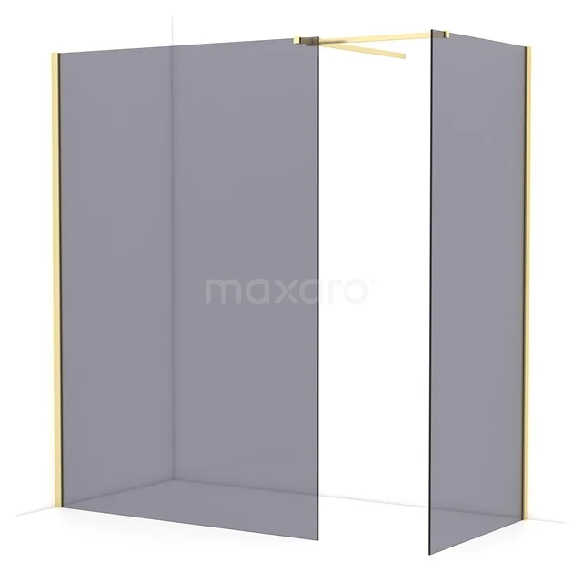 Diamond Walk-in shower | 140x90 cm Light gold Smoke glass 2 fixed walls IDB1409511LG