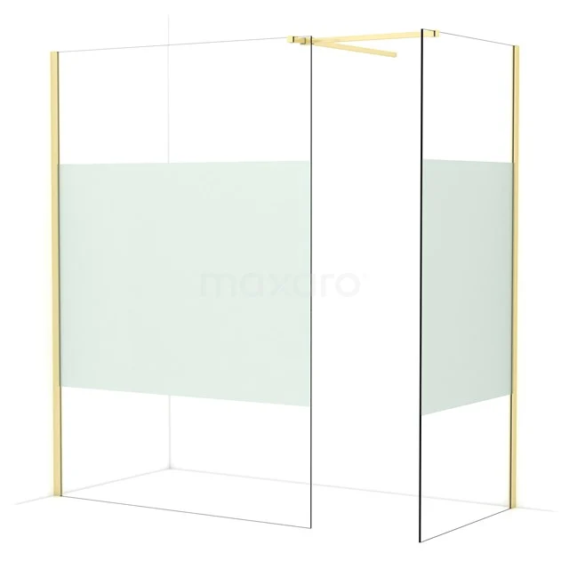 Diamond Walk-in shower | 140x90 cm Light gold Clear with matt strip 2 fixed walls IDB1409513LG