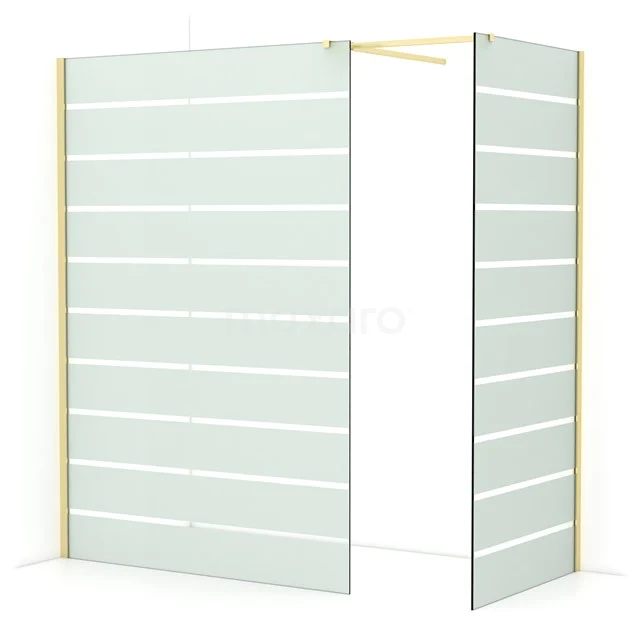 Diamond Walk-in shower | 140x90 cm Light gold Clear with matt stripes 2 fixed walls IDB1409516LG