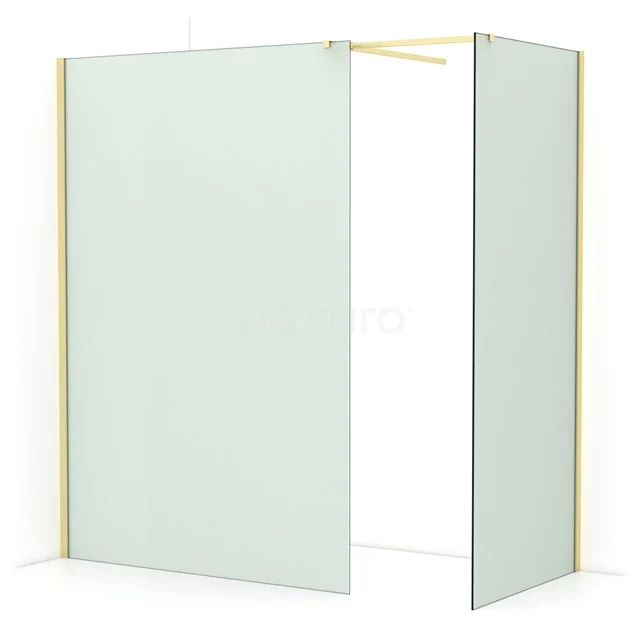 Diamond Walk-in shower | 140x90 cm Light gold Frosted glass 2 fixed walls IDB1409517LG