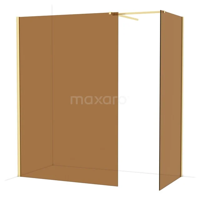 Diamond Walk-in shower | 140x90 cm Light gold Bronsglas 2 fixed walls IDB1409519LG