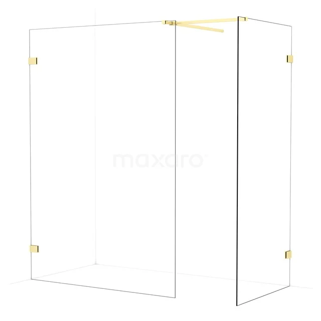 Diamond Walk-in shower | 140x90 cm Light gold Clear glass 2 fixed walls IDB1409520LG
