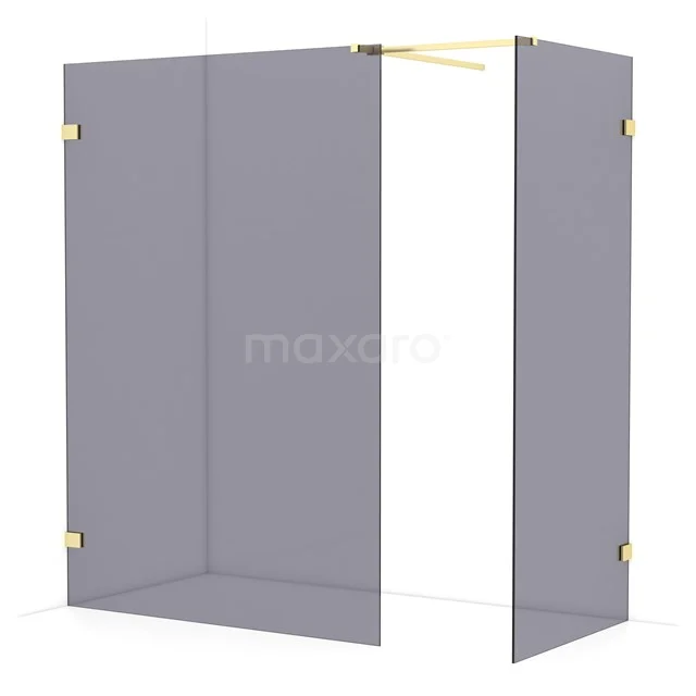 Diamond Walk-in shower | 140x90 cm Light gold Smoke glass 2 fixed walls IDB1409521LG