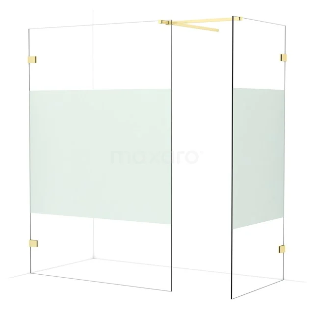 Diamond Walk-in shower | 140x90 cm Light gold Clear with matt strip 2 fixed walls IDB1409523LG