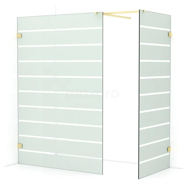 Diamond Walk-in shower | 140x90 cm Light gold Clear with matt stripes 2 fixed walls IDB1409526LG
