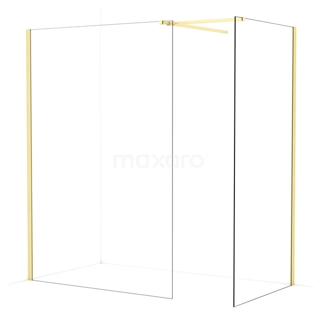 Diamond Walk-in shower | 140x100 cm Light gold Clear glass 2 fixed walls IDB1410510LG
