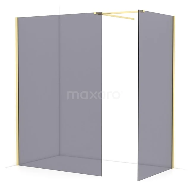 Diamond Walk-in shower | 140x100 cm Light gold Smoke glass 2 fixed walls IDB1410511LG