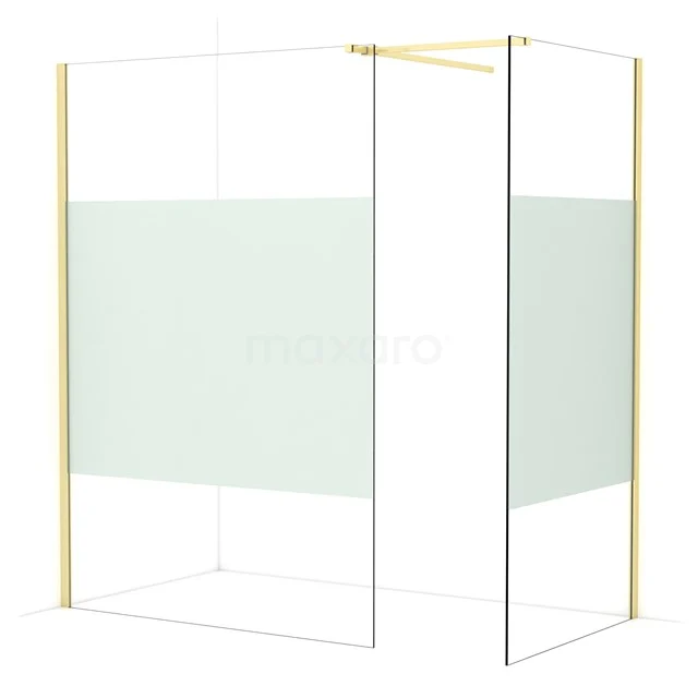 Diamond Walk-in shower | 140x100 cm Light gold Clear with matt strip 2 fixed walls IDB1410513LG