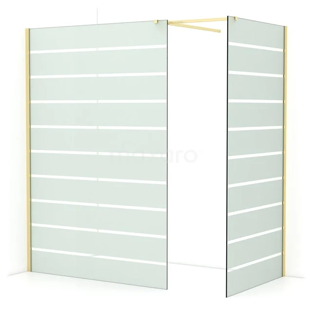 Diamond Walk-in shower | 140x100 cm Light gold Clear with matt stripes 2 fixed walls IDB1410516LG