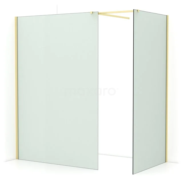 Diamond Walk-in shower | 140x100 cm Light gold Frosted glass 2 fixed walls IDB1410517LG