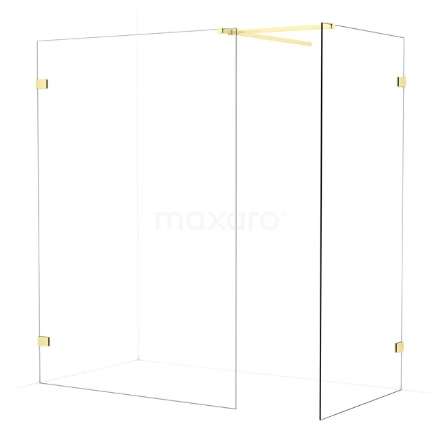 Diamond Walk-in shower | 140x100 cm Light gold Clear glass 2 fixed walls IDB1410520LG