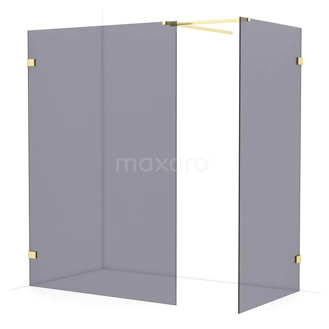 Diamond Walk-in shower | 140x100 cm Light gold Smoke glass 2 fixed walls IDB1410521LG