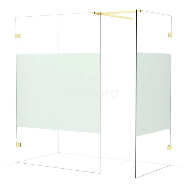 Diamond Walk-in shower | 140x100 cm Light gold Clear with matt strip 2 fixed walls IDB1410523LG