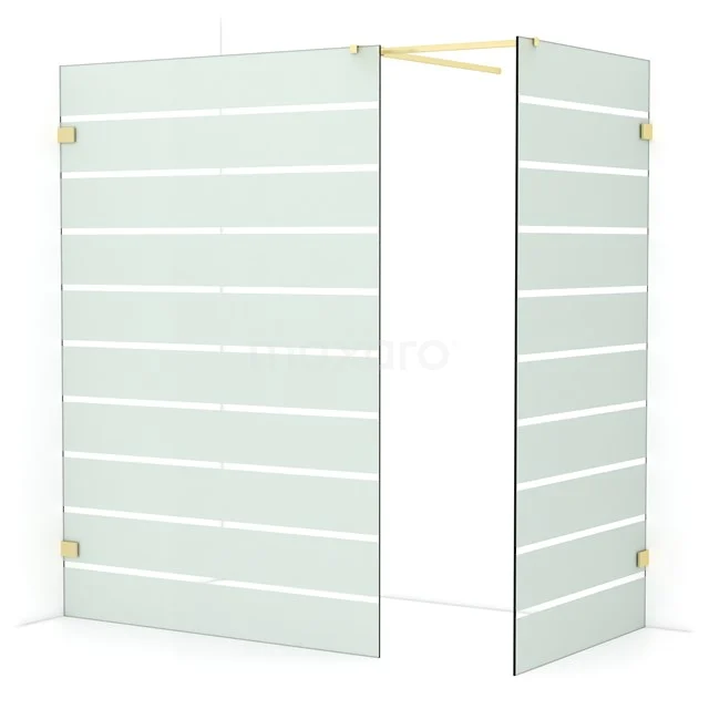 Diamond Walk-in shower | 140x100 cm Light gold Clear with matt stripes 2 fixed walls IDB1410526LG