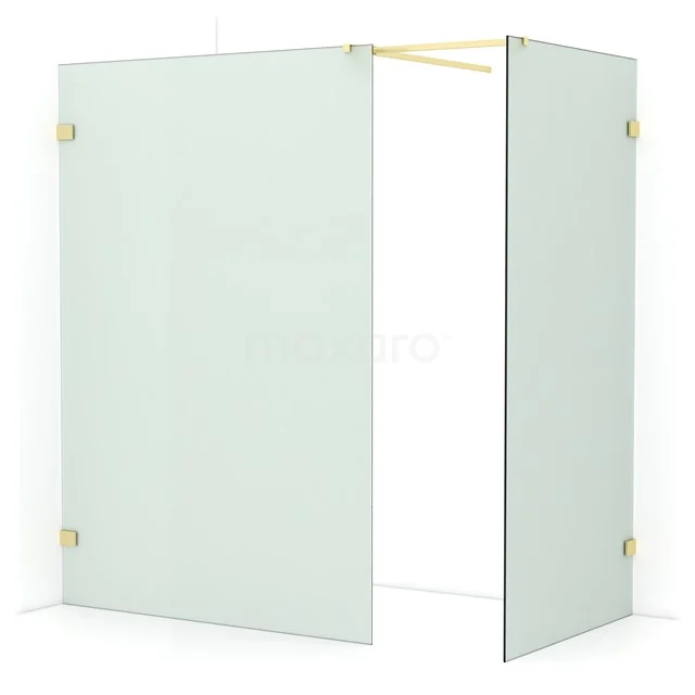 Diamond Walk-in shower | 140x100 cm Light gold Frosted glass 2 fixed walls IDB1410527LG