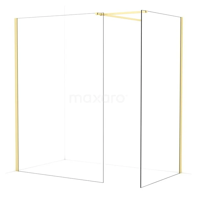 Diamond Walk-in shower | 140x110 cm Light gold Clear glass 2 fixed walls IDB1411510LG