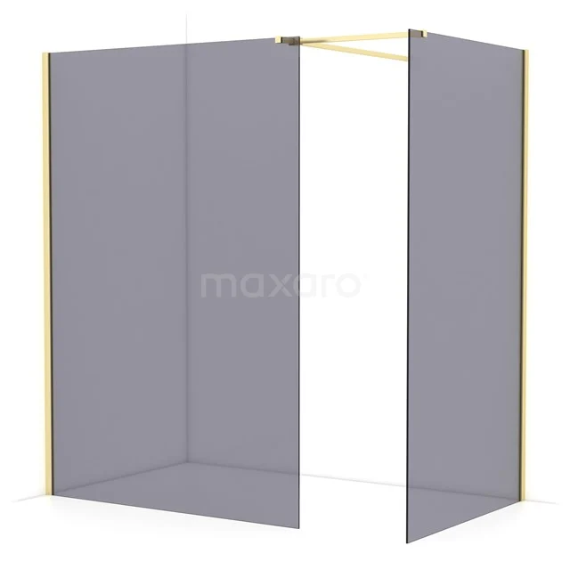 Diamond Walk-in shower | 140x110 cm Light gold Smoke glass 2 fixed walls IDB1411511LG