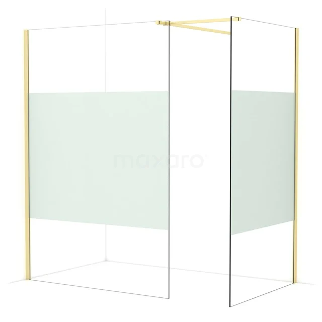 Diamond Walk-in shower | 140x110 cm Light gold Clear with matt strip 2 fixed walls IDB1411513LG