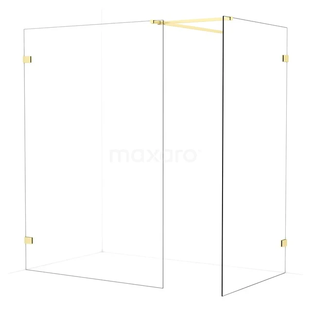 Diamond Walk-in shower | 140x110 cm Light gold Clear glass 2 fixed walls IDB1411520LG