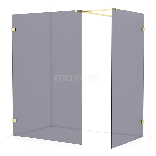 Diamond Walk-in shower | 140x110 cm Light gold Smoke glass 2 fixed walls IDB1411521LG