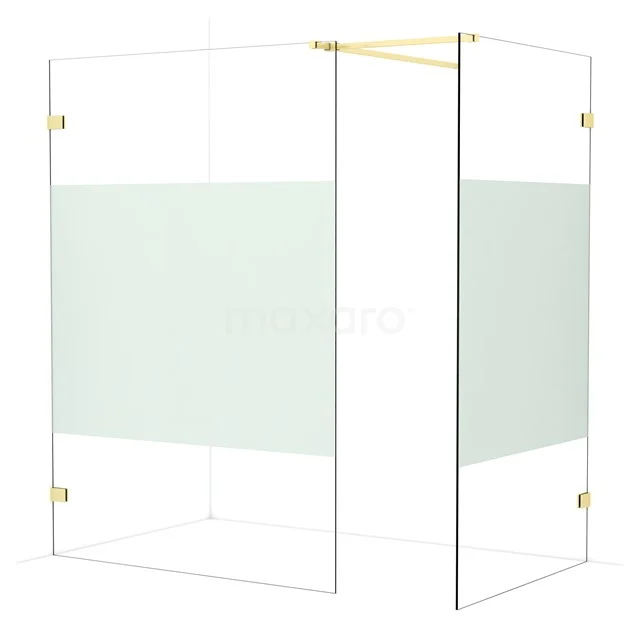 Diamond Walk-in shower | 140x110 cm Light gold Clear with matt strip 2 fixed walls IDB1411523LG