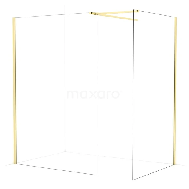 Diamond Walk-in shower | 140x120 cm Light gold Clear glass 2 fixed walls IDB1412510LG