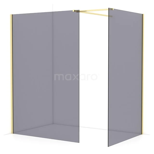 Diamond Walk-in shower | 140x120 cm Light gold Smoke glass 2 fixed walls IDB1412511LG