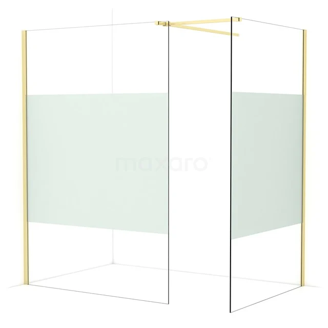 Diamond Walk-in shower | 140x120 cm Light gold Clear with matt strip 2 fixed walls IDB1412513LG
