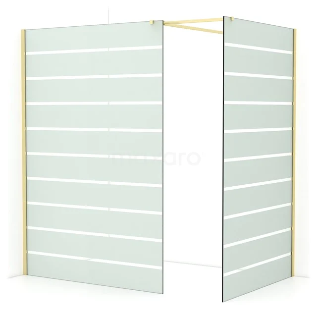 Diamond Walk-in shower | 140x120 cm Light gold Clear with matt stripes 2 fixed walls IDB1412516LG