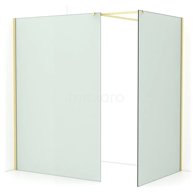 Diamond Walk-in shower | 140x120 cm Light gold Frosted glass 2 fixed walls IDB1412517LG
