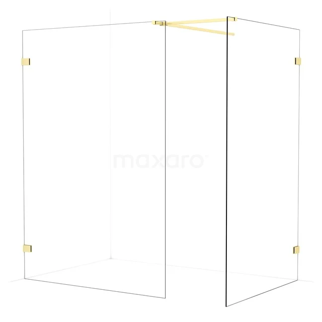 Diamond Walk-in shower | 140x120 cm Light gold Clear glass 2 fixed walls IDB1412520LG